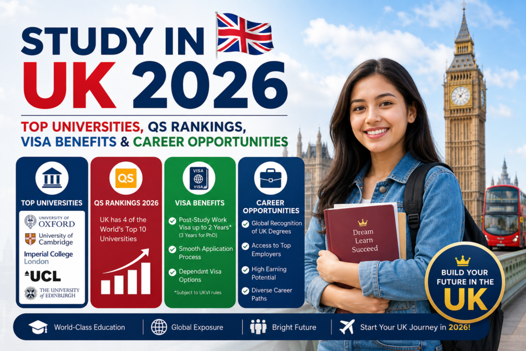 Study in UK 2026: Top Universities, QS Rankings, Visa Benefits & Career Opportunities